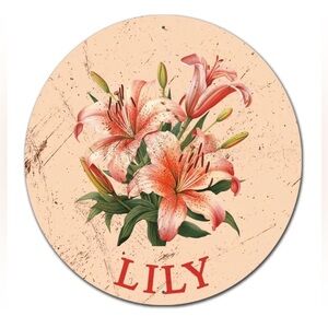 ⭐️Metal Tin Sign Retro Round Garden Flower Lily Metal Garden 12×12 Inches